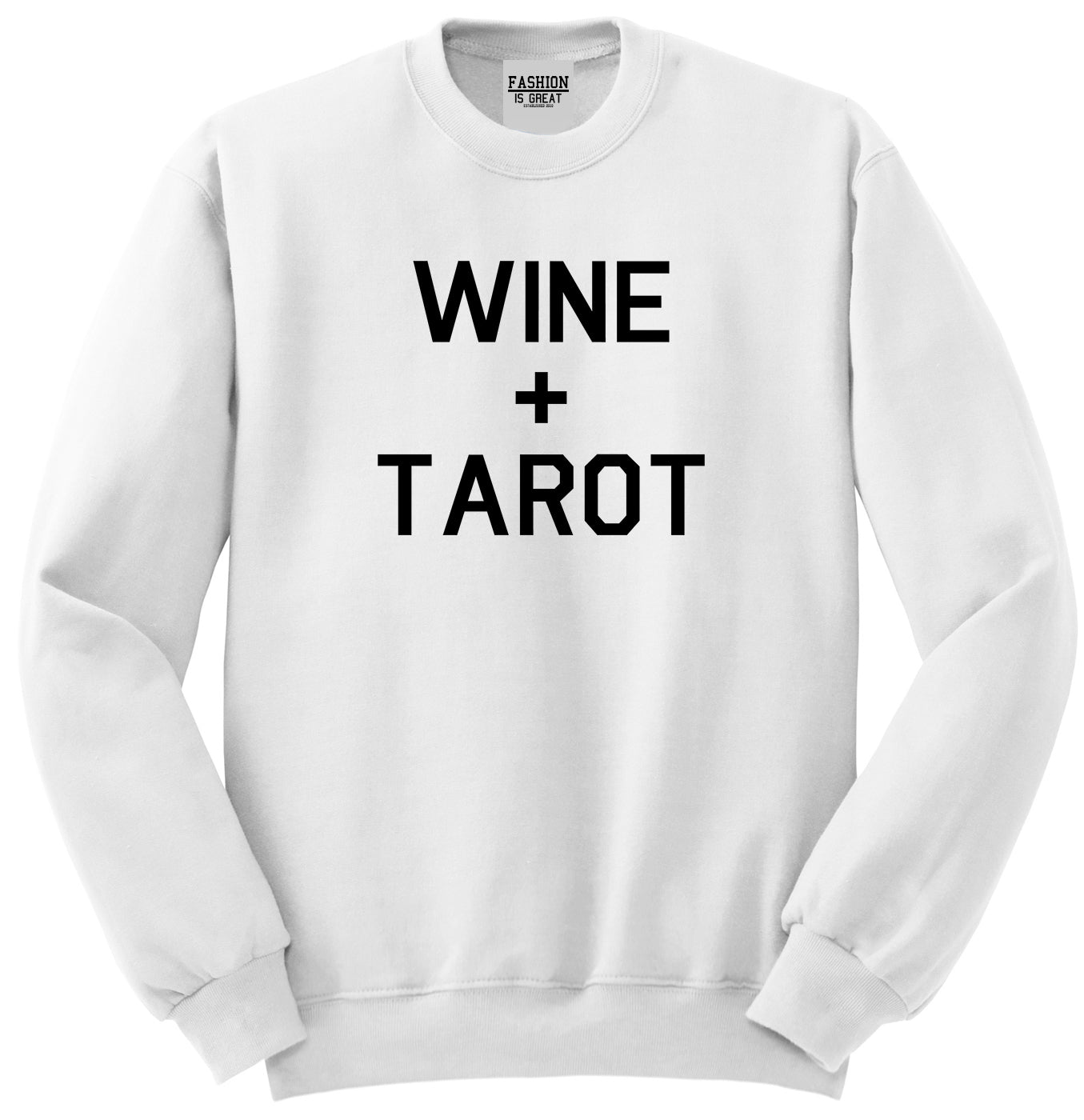 Wine And Tarot Cards White Womens Crewneck Sweatshirt