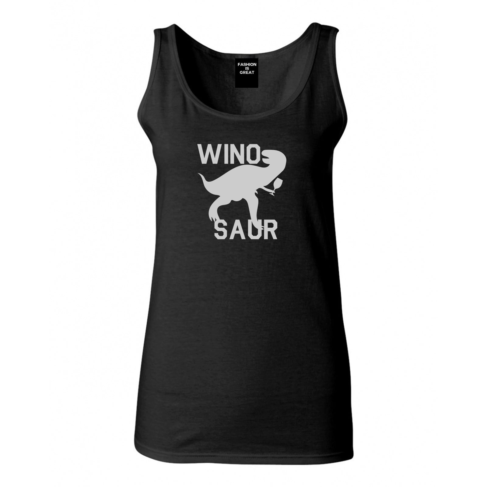 Wino Saur Winosaur Dinosaur Black Womens Tank Top