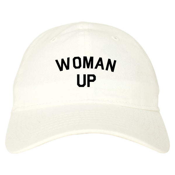Woman Up Feminist White Dad Hat