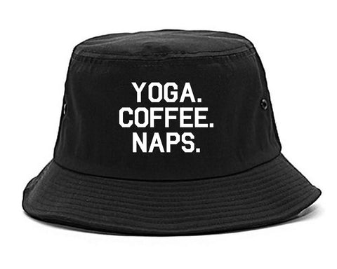 Yoga Coffee Naps Black Bucket Hat