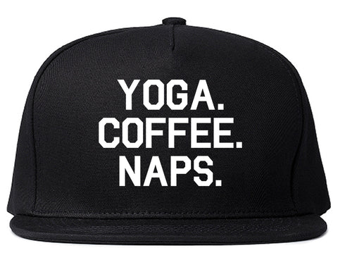 Yoga Coffee Naps Black Snapback Hat