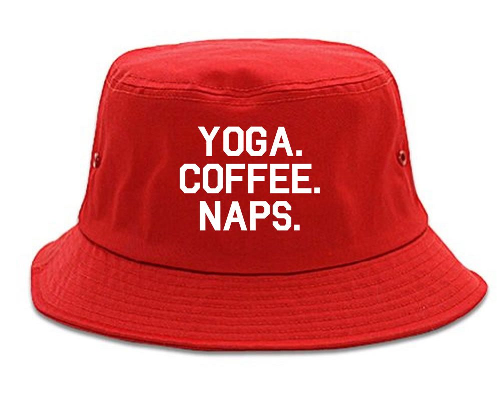 Yoga Coffee Naps Red Bucket Hat
