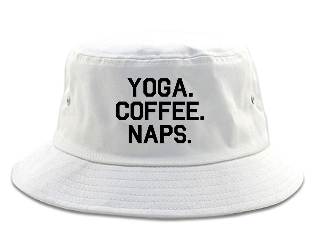 Yoga Coffee Naps White Bucket Hat