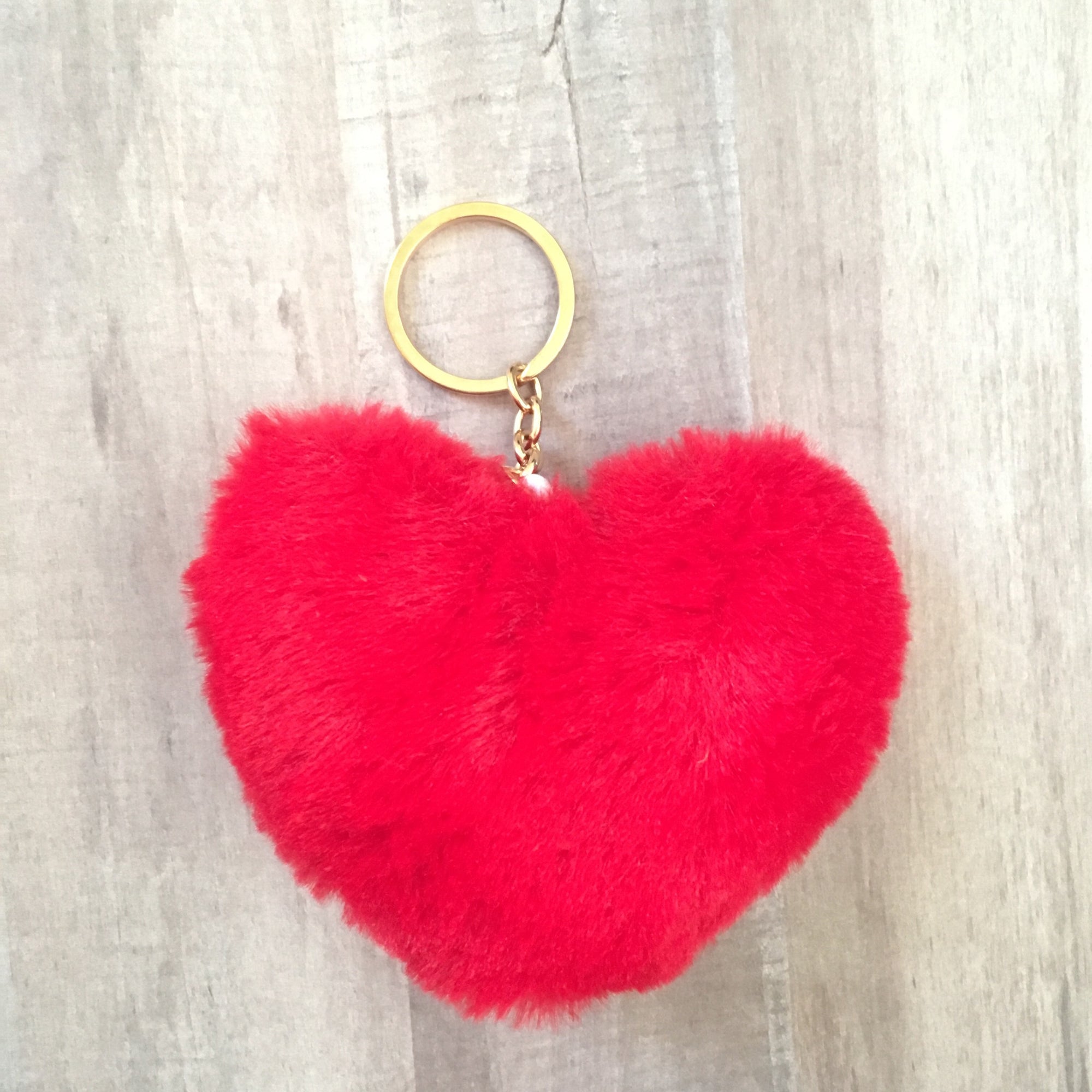 Fluffy Heart Bag Charm