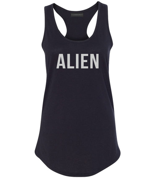 ALIEN bold simple funny Womens Racerback Tank Top Black