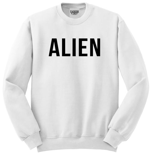 ALIEN bold simple funny Unisex Crewneck Sweatshirt White