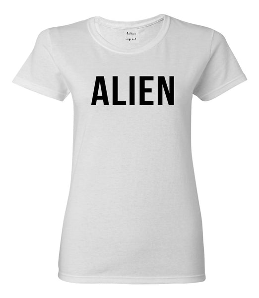 ALIEN bold simple funny Womens Graphic T-Shirt White