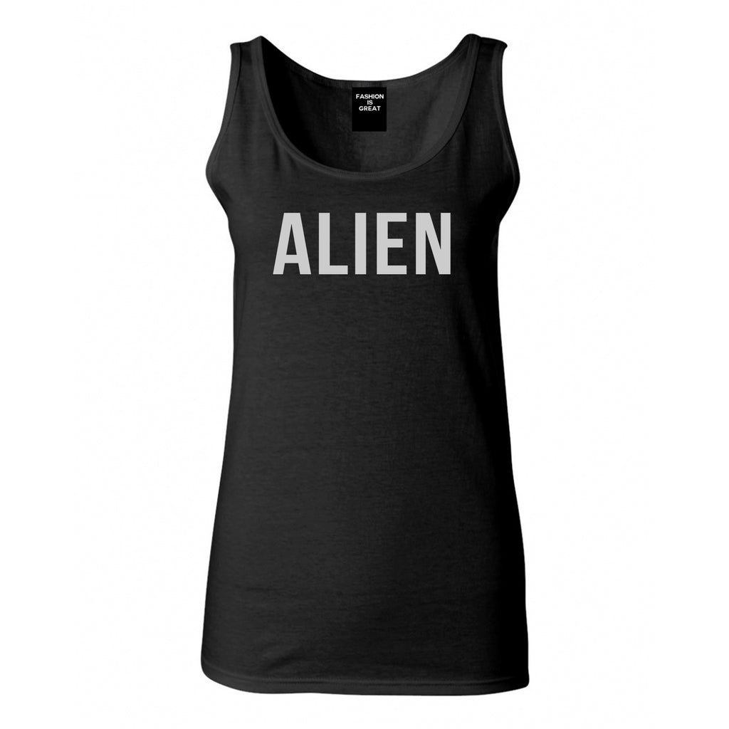 ALIEN bold simple funny Womens Tank Top Shirt Black