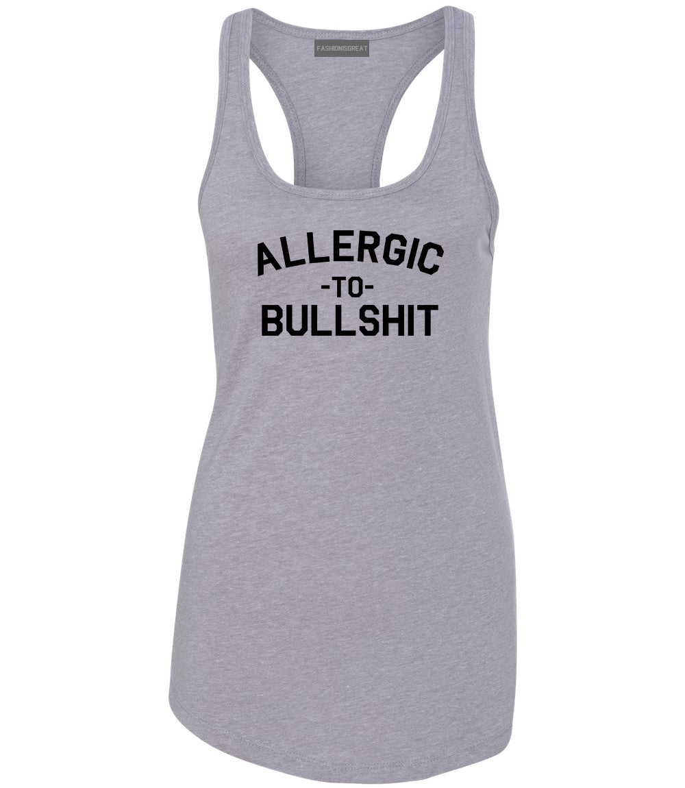 Allergic To Bullshit Funny Grey Womens Racerback Tank Top