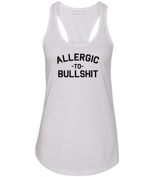 Allergic To Bullshit Funny White Womens Racerback Tank Top