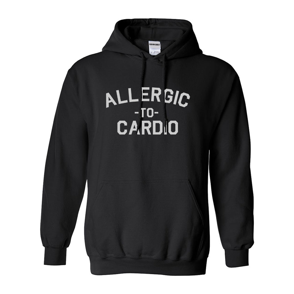 Allergic To Cardio Gym Black Womens Pullover Hoodie