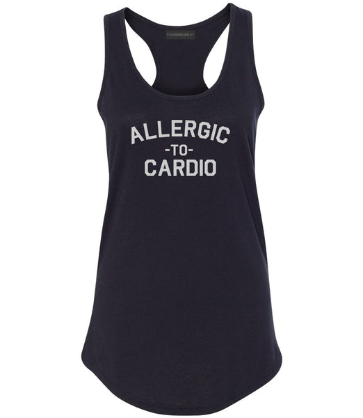 Allergic To Cardio Gym Black Womens Racerback Tank Top