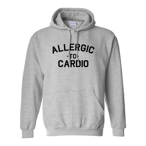Allergic To Cardio Gym Grey Womens Pullover Hoodie
