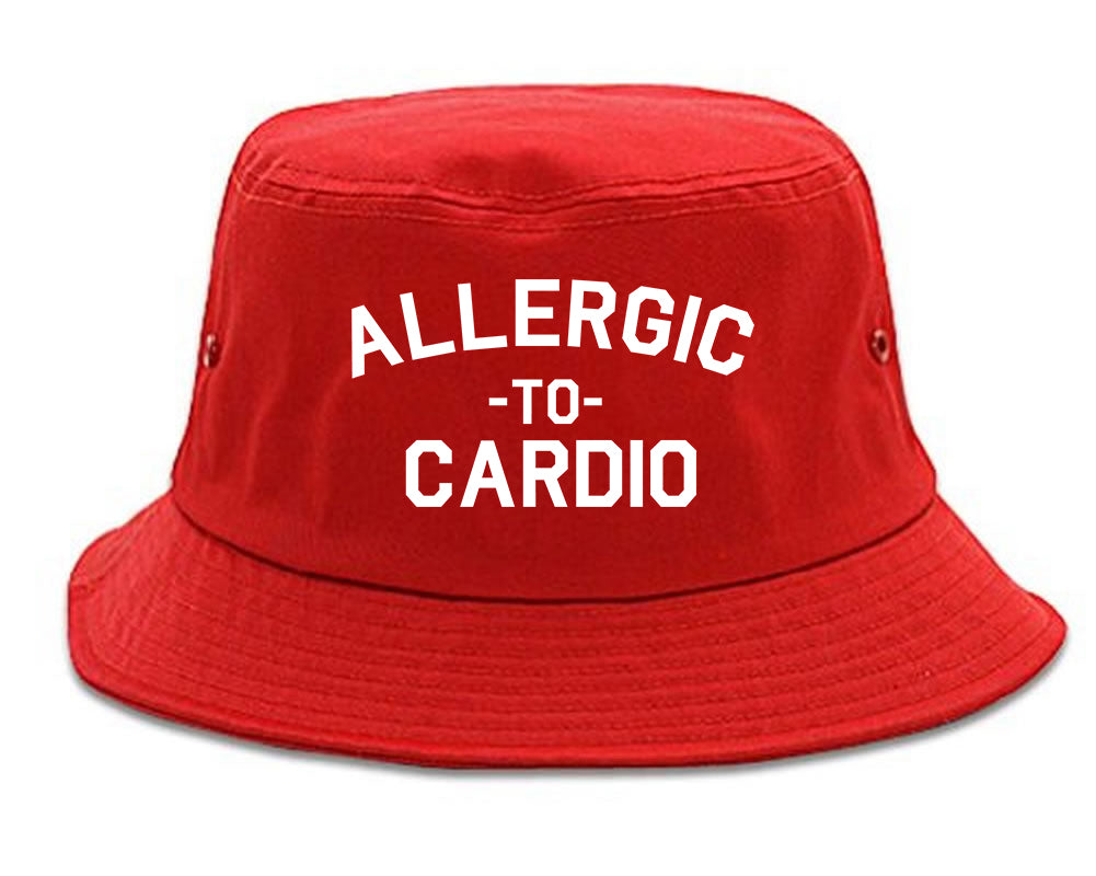 Allergic To Cardio Gym red Bucket Hat