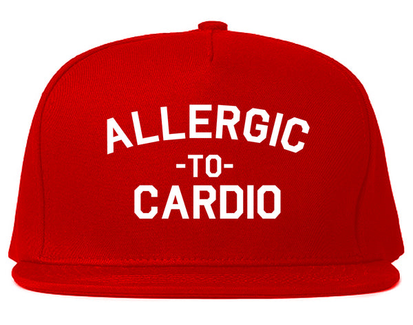 Allergic To Cardio Gym Red Snapback Hat