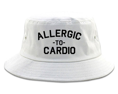 Allergic To Cardio Gym white Bucket Hat