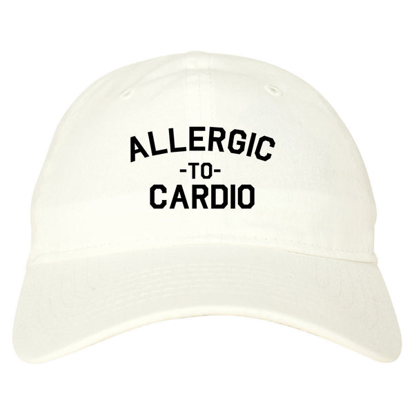 Allergic To Cardio Gym white dad hat