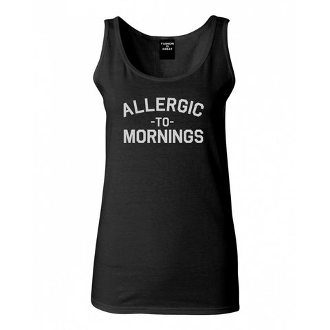 Allergic To Mornings Funny Black Womens Tank Top