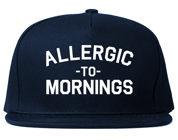 Allergic To Mornings Funny Blue Snapback Hat