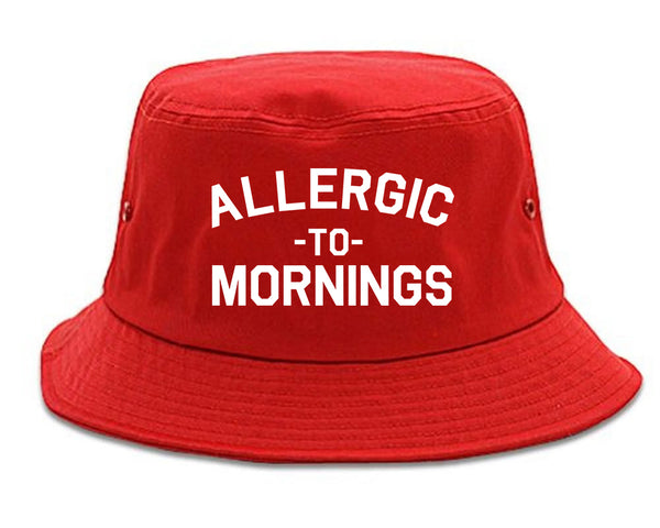 Allergic To Mornings Funny red Bucket Hat