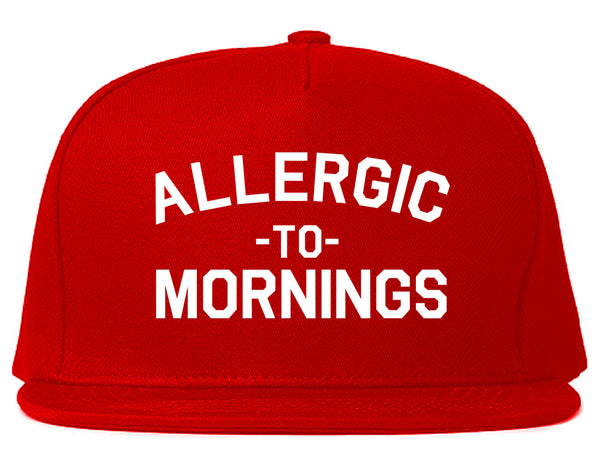 Allergic To Mornings Funny Red Snapback Hat