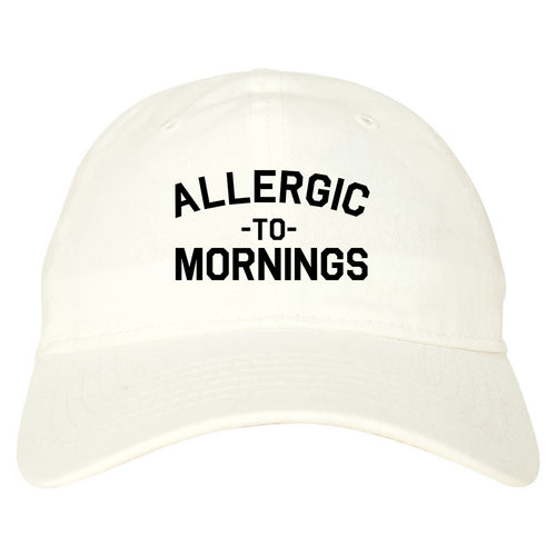 Allergic To Mornings Funny white dad hat