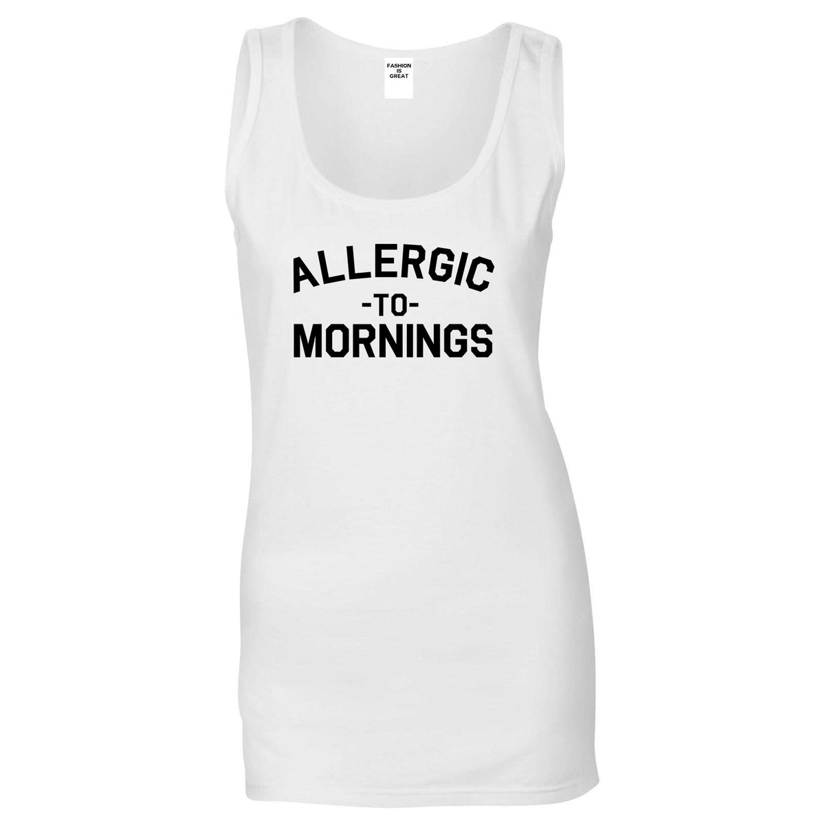 Allergic To Mornings Funny White Womens Tank Top