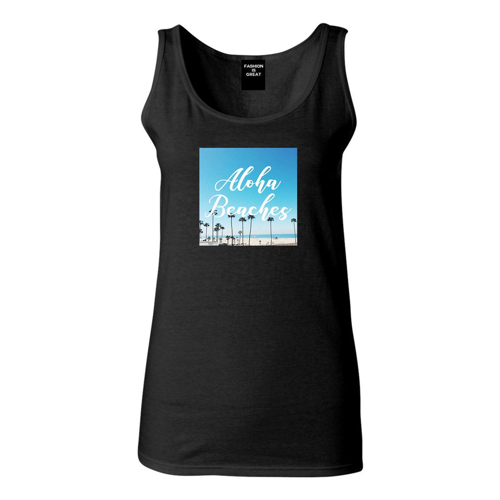Aloha Beaches Beach View Black Womens Tank Top