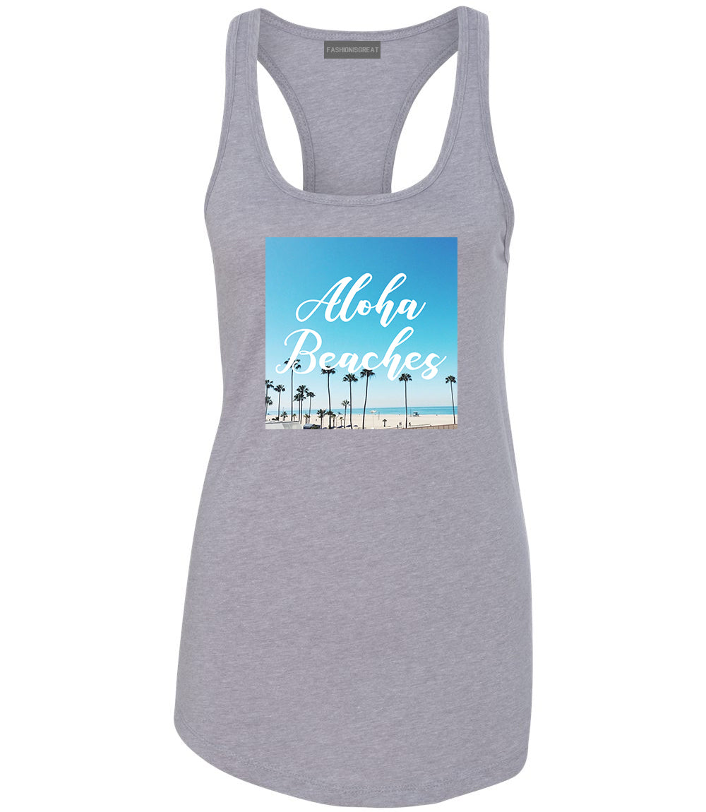 Aloha Beaches Beach View Grey Womens Racerback Tank Top