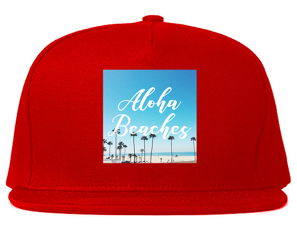 Aloha Beaches Beach View Red Snapback Hat