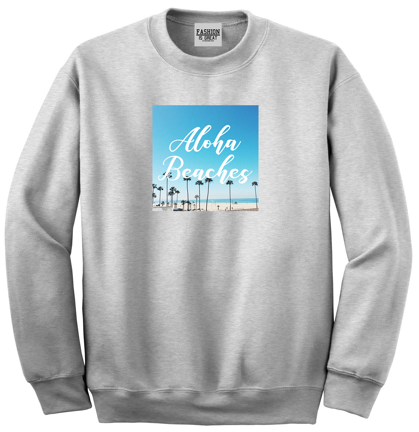 Aloha Beaches Beach View Grey Womens Crewneck Sweatshirt