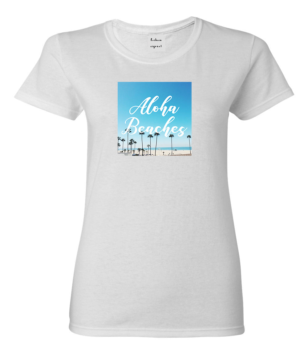 Aloha Beaches Beach View White Womens T-Shirt