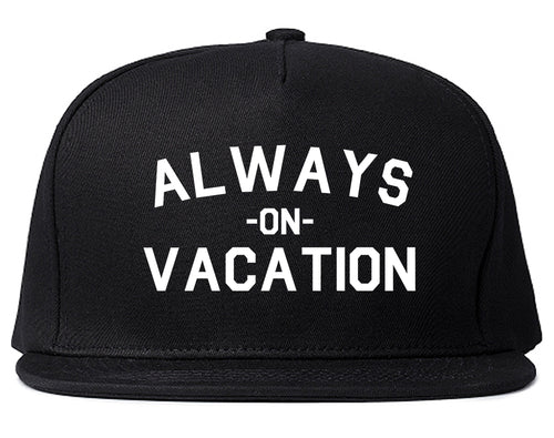 Always On Vacation Black Snapback Hat