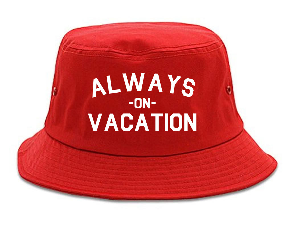 Always On Vacation Red Bucket Hat