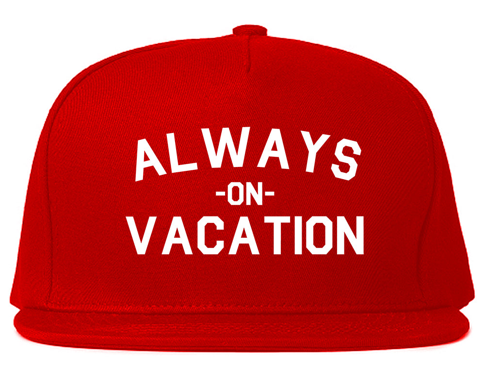 Always On Vacation Red Snapback Hat