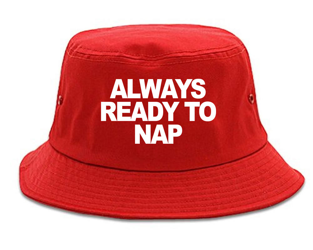 Always Ready To Nap Bucket Hat Red