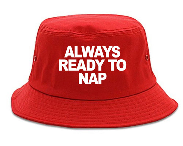 Always Ready To Nap Bucket Hat Red