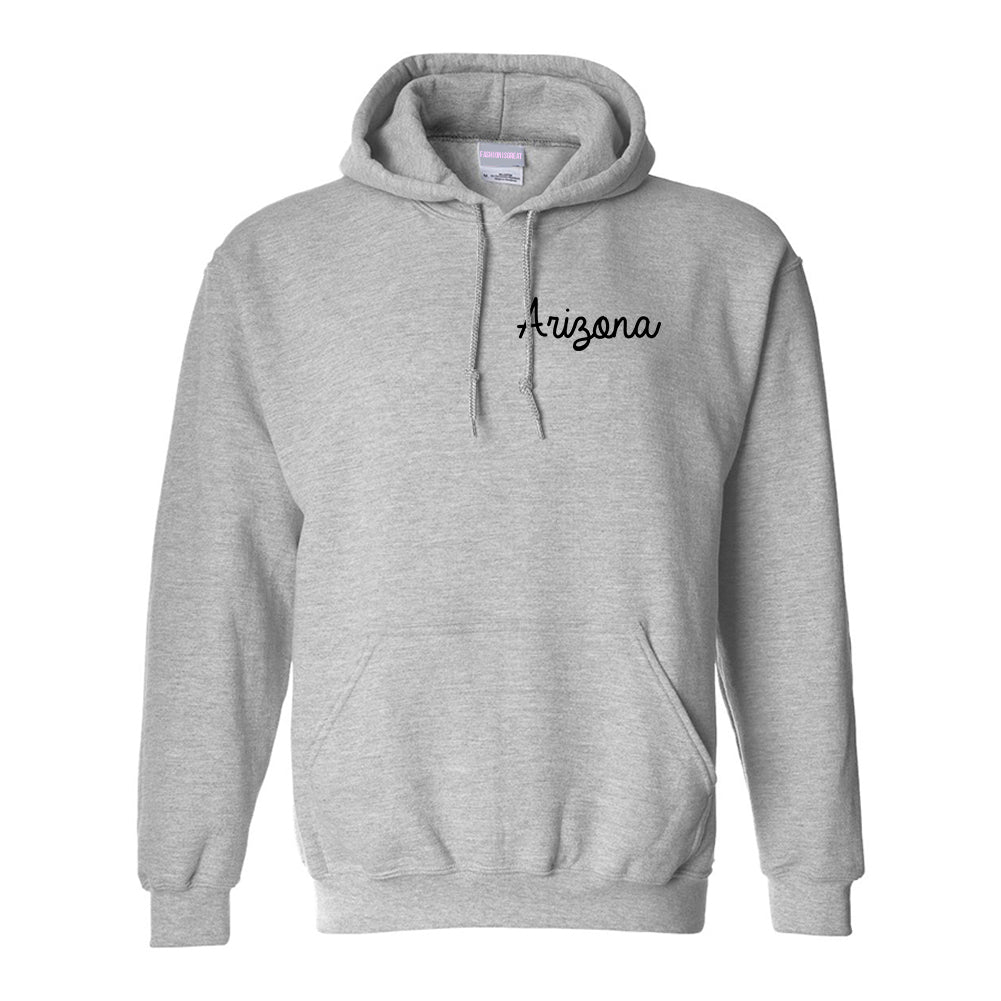 Arizona AZ Script Chest Grey Womens Pullover Hoodie