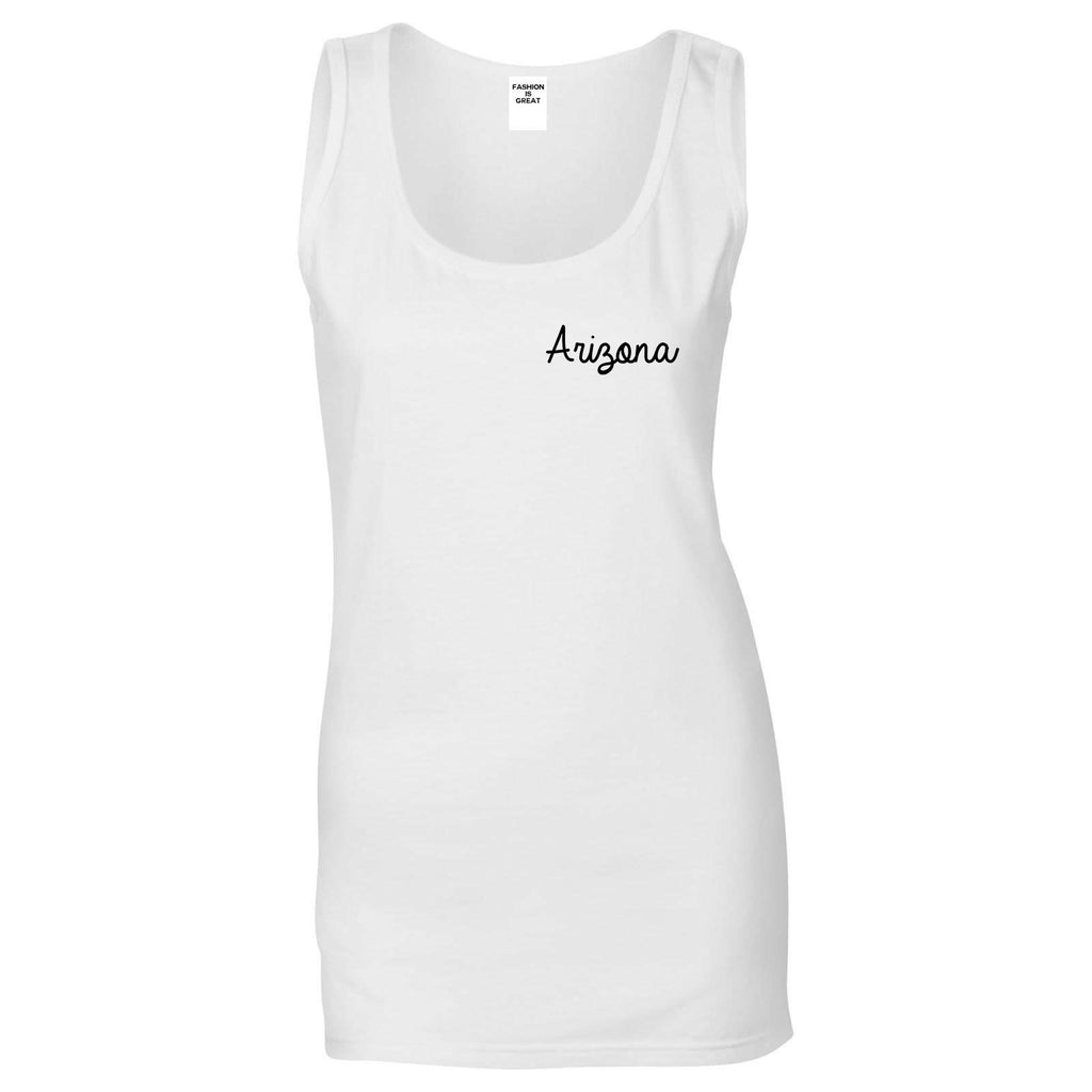 Arizona AZ Script Chest White Womens Tank Top