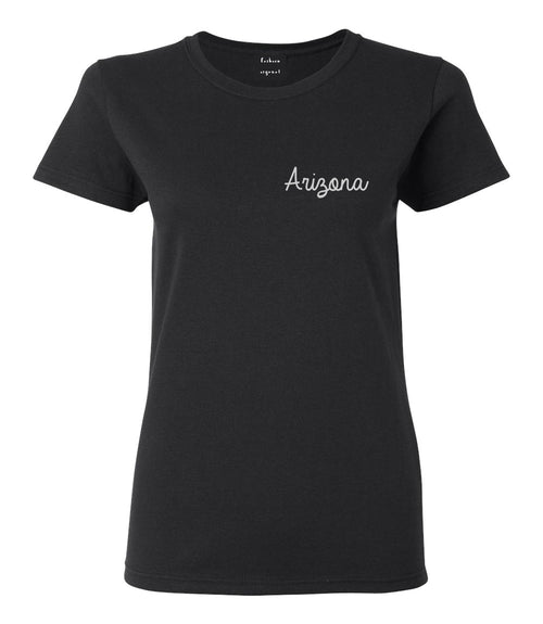 Arizona AZ Script Chest Black Womens T-Shirt