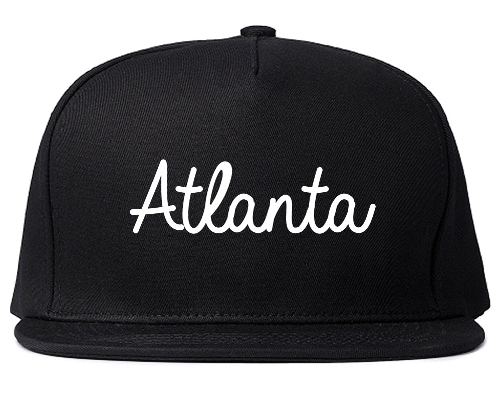 Atlanta ATL Script Chest Black Snapback Hat