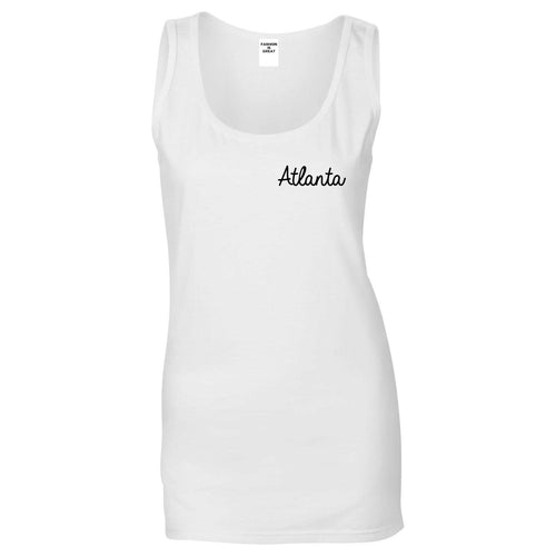 Atlanta ATL Script Chest White Womens Tank Top
