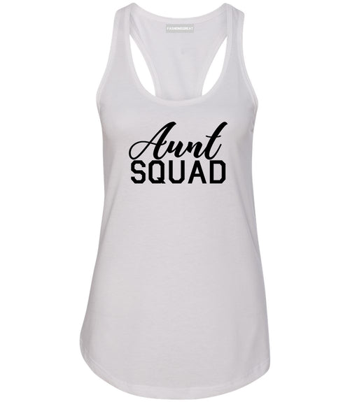 Aunt Squad Auntie White Racerback Tank Top