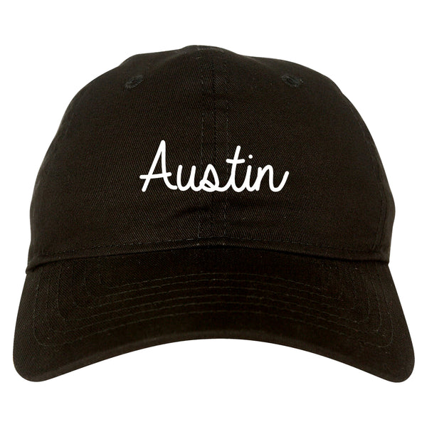 Austin Texas Script Chest black dad hat