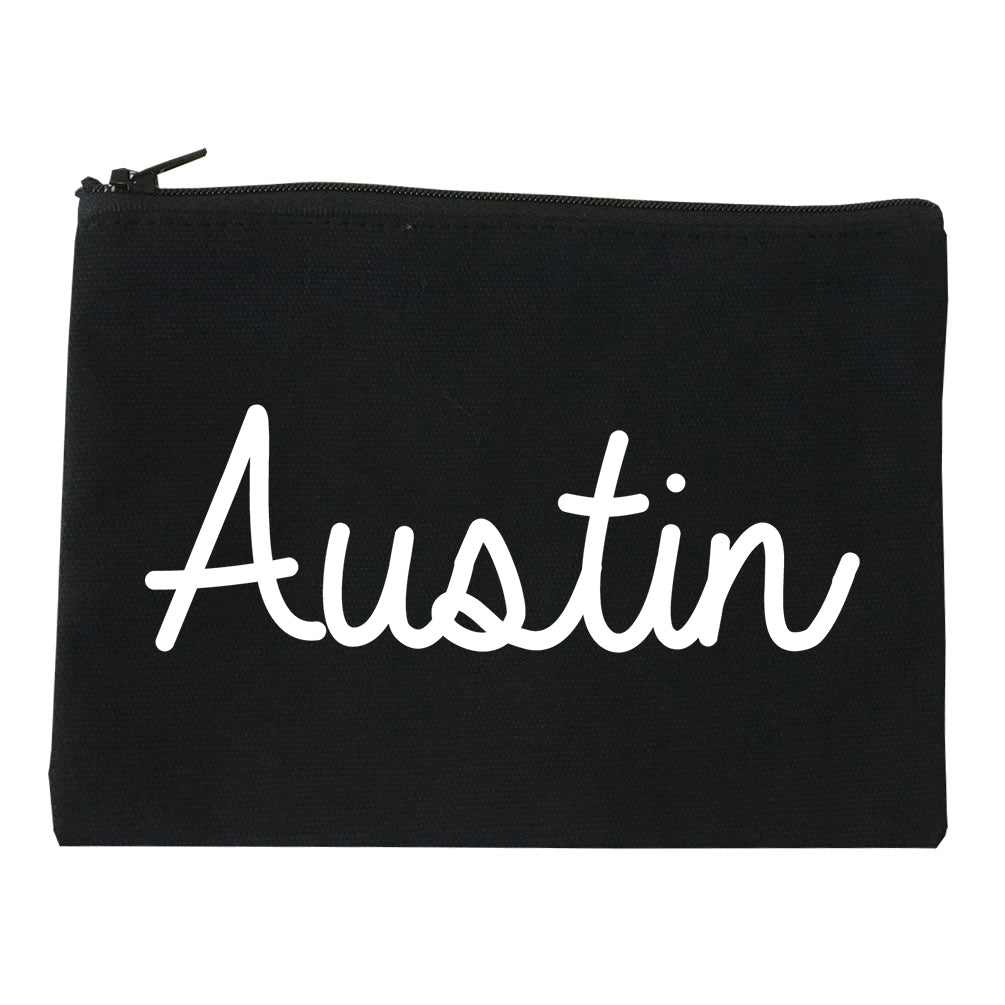 Austin Texas Script Chest black Makeup Bag
