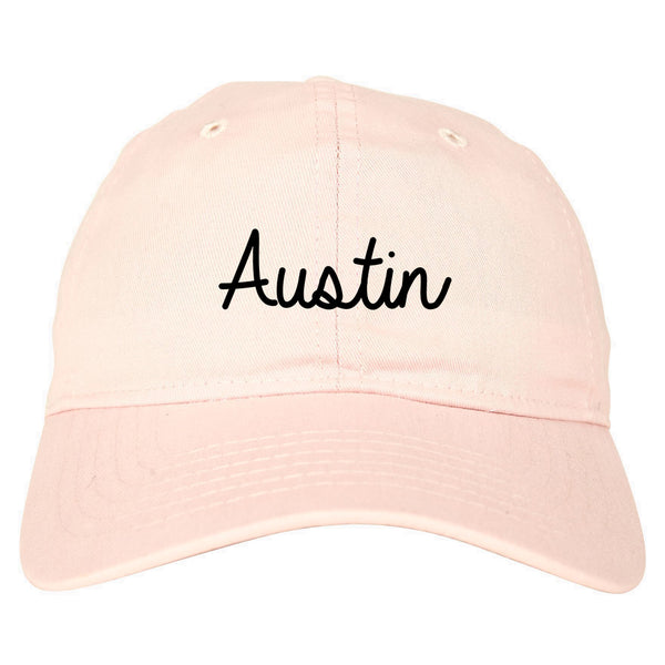 Austin Texas Script Chest pink dad hat