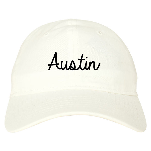 Austin Texas Script Chest white dad hat