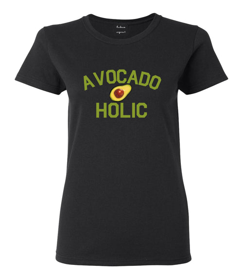 Avocado Holic Foodie Food Womens Graphic T-Shirt Black