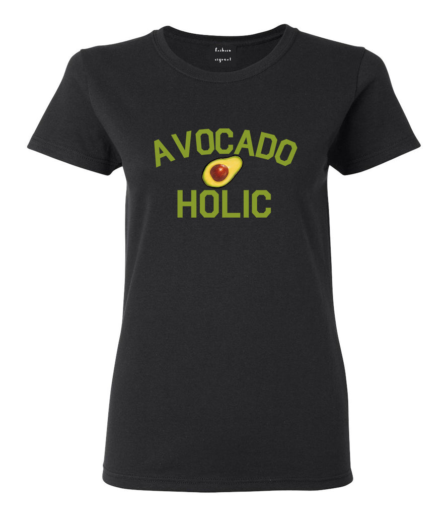 Avocado Holic Foodie Food Womens Graphic T-Shirt Black