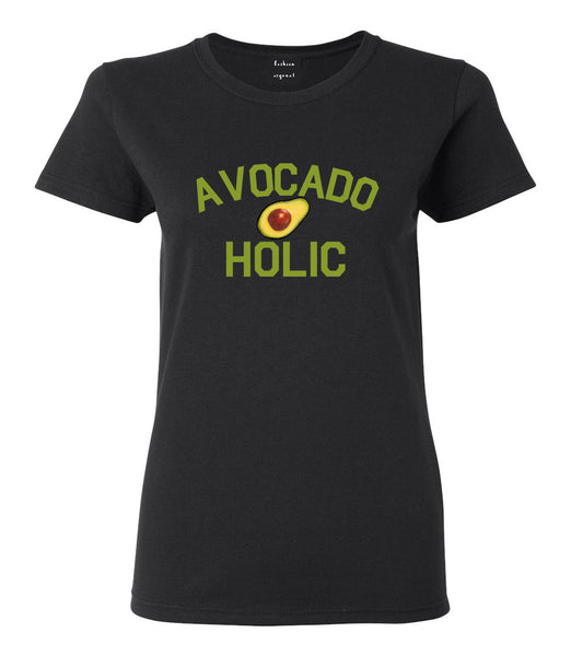 Avocado Holic Foodie Food Womens Graphic T-Shirt Black